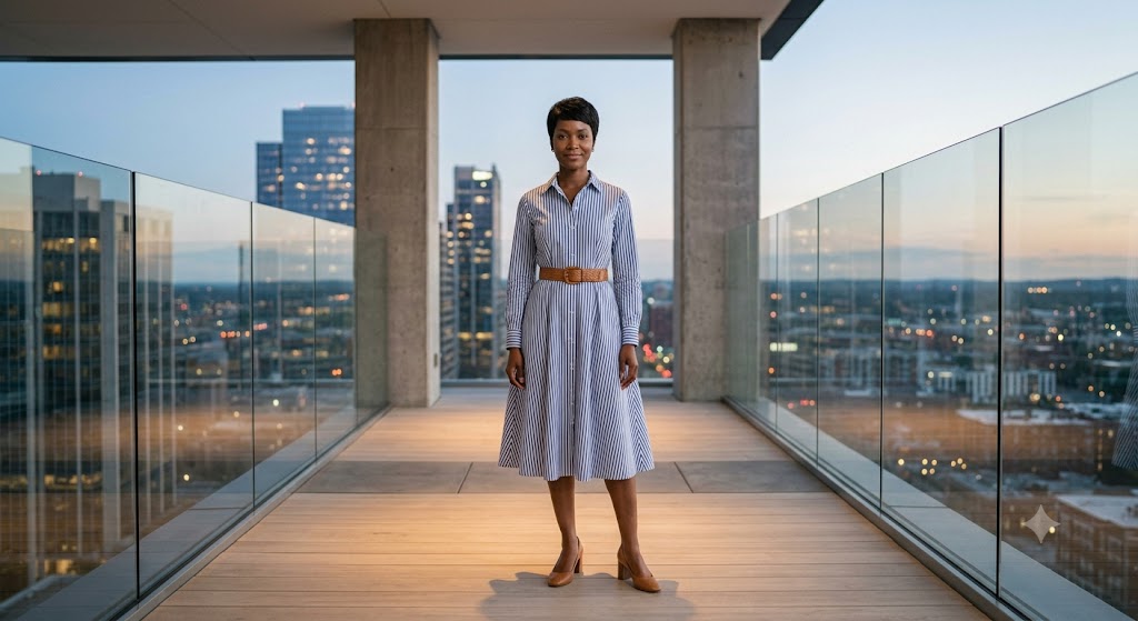Cotton Poplin Shirt Dress and Leather Cinch Belt